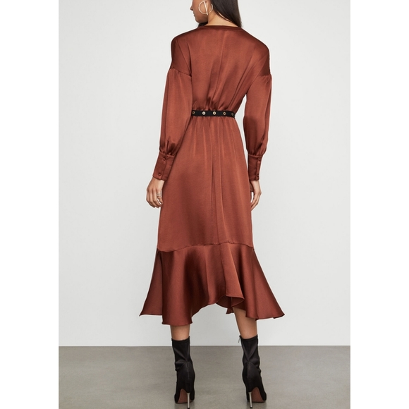 🔥Bcbgmaxazaria Bronze Midi Grommet Belt Dr - Picture 3 of 8